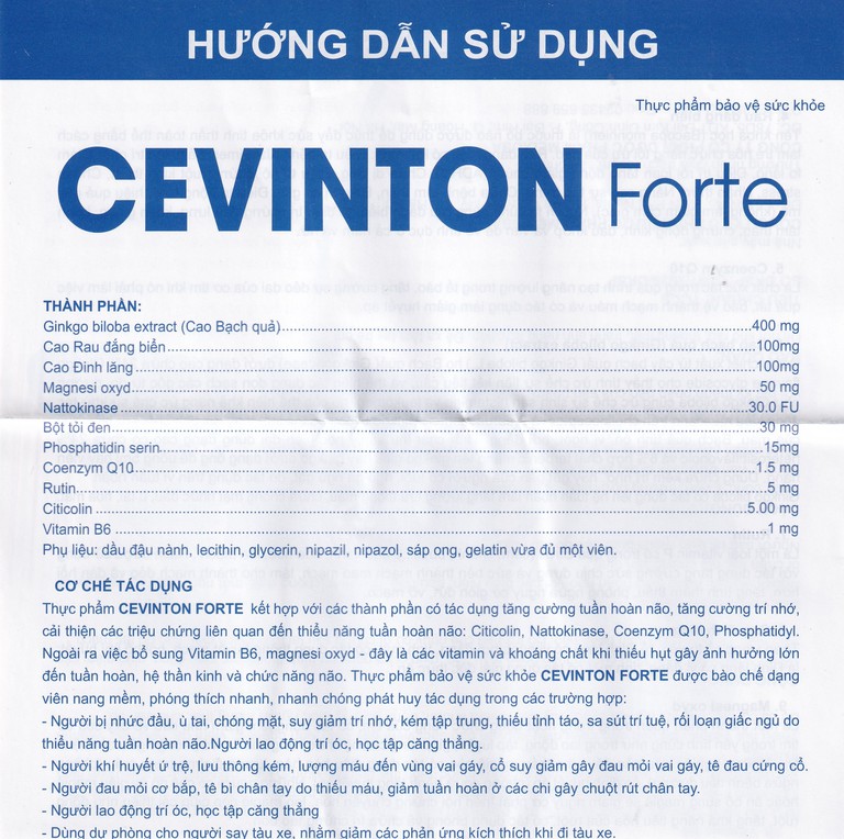 Viên uống Cevinton Forte giúp bổ sung dưỡng chất cho não, tăng cường lưu thông máu (30 viên)