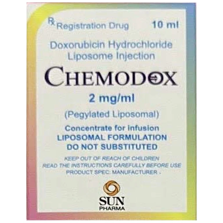 Thuốc Chemodox 2mg/ml Sun Pharma điều trị ung thư vú, buồng trứng, ung thư Kaposi và bệnh đa u tủy xương (10ml)