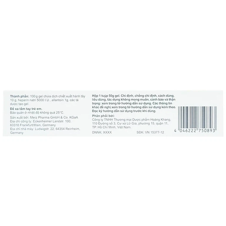 Gel Contractubex Merz điều trị sẹo lồi, sẹo phì đại (50g)