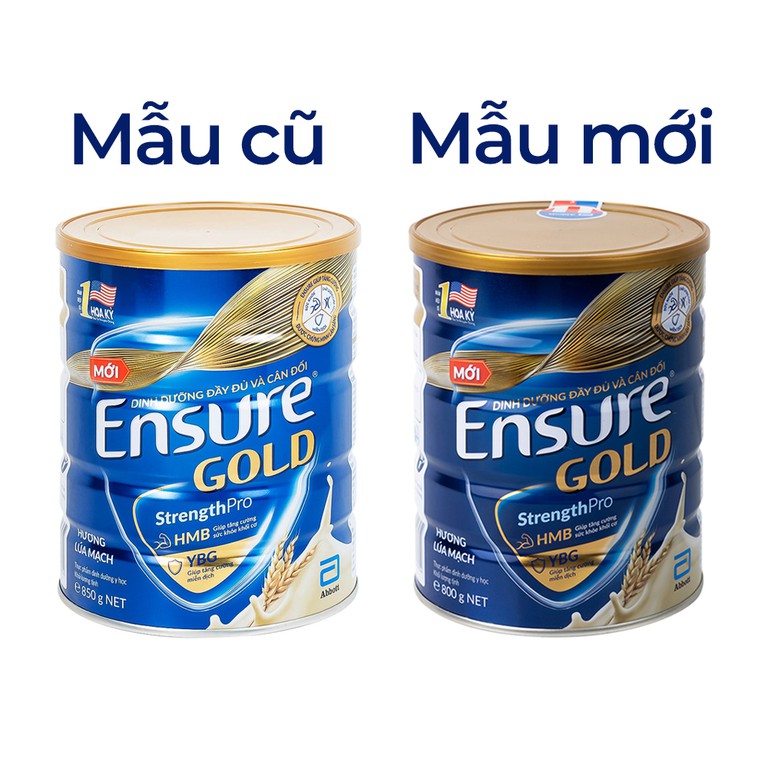 Sữa bột Ensure Gold StrengthPro Abbott hương lúa mạch tăng cường sức khỏe khối cơ, tăng miễn dịch (800g)