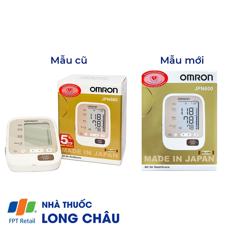 Máy đo huyết áp bắp tay tự động Omron JPN600 công nghệ IntelliWrap, hiển thị kết quả trung bình của 3 lần đo cuối