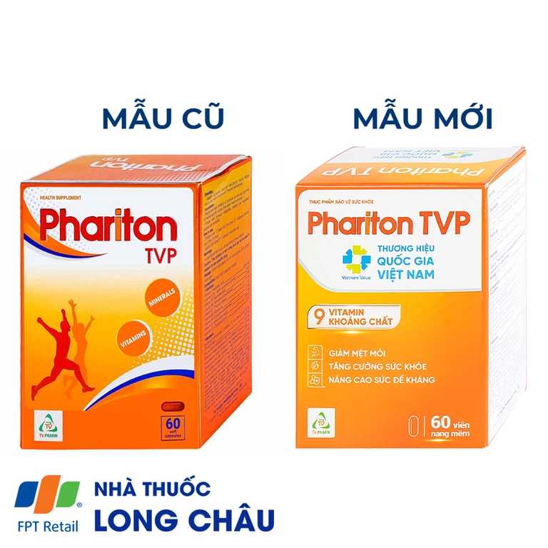 Viên uống Phariton TVPharma hỗ trỡ tăng cường sức khỏe, nâng cao sức đề kháng (12 vỉ x 5 viên)