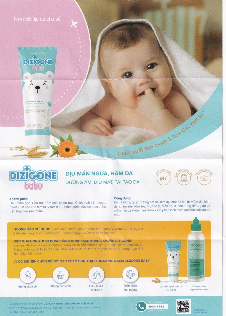 Kem bôi cho bé Dizigone Baby chống hăm tã, làm dịu mẫn ngứa (30g)