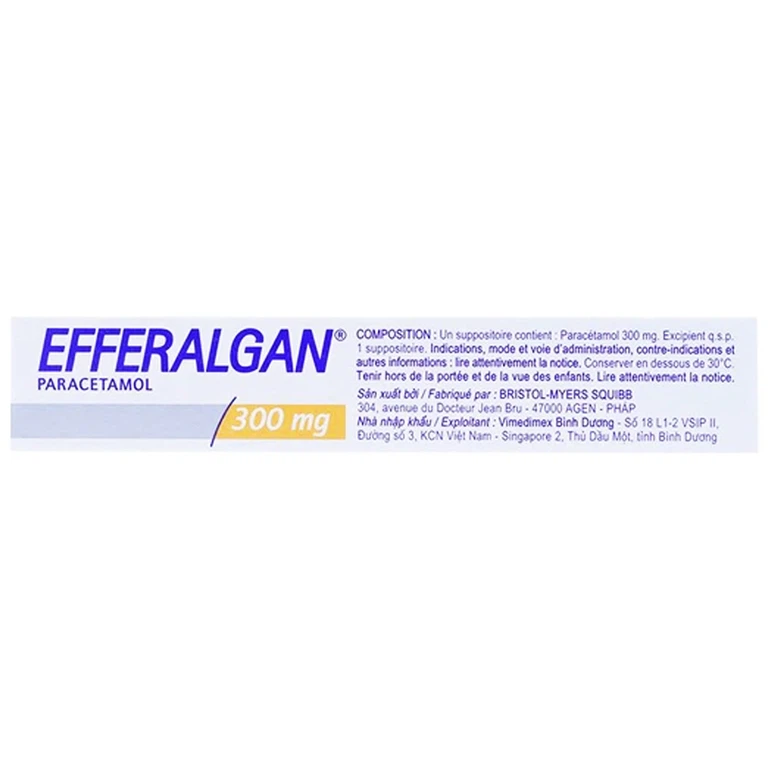 Thuốc đạn Efferalgan 300mg UPSA SAS giảm đau, hạ sốt (10 viên)