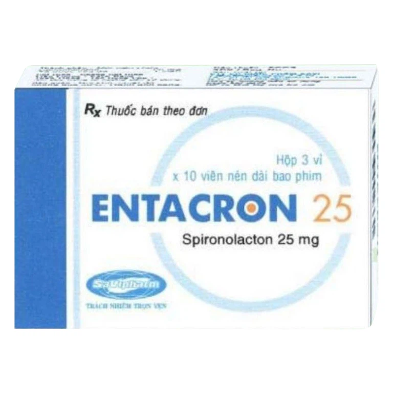 Thuốc Entacron 25 Savi điều trị cổ trướng do xơ gan, phù gan, phù thận, phù tim (3 vỉ x 10 viên)