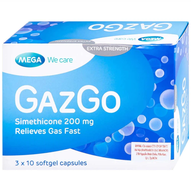 Thuốc GazGo MEGA We care điều trị khó chịu, căng đau, trướng bụng (3 vỉ x 10 viên)