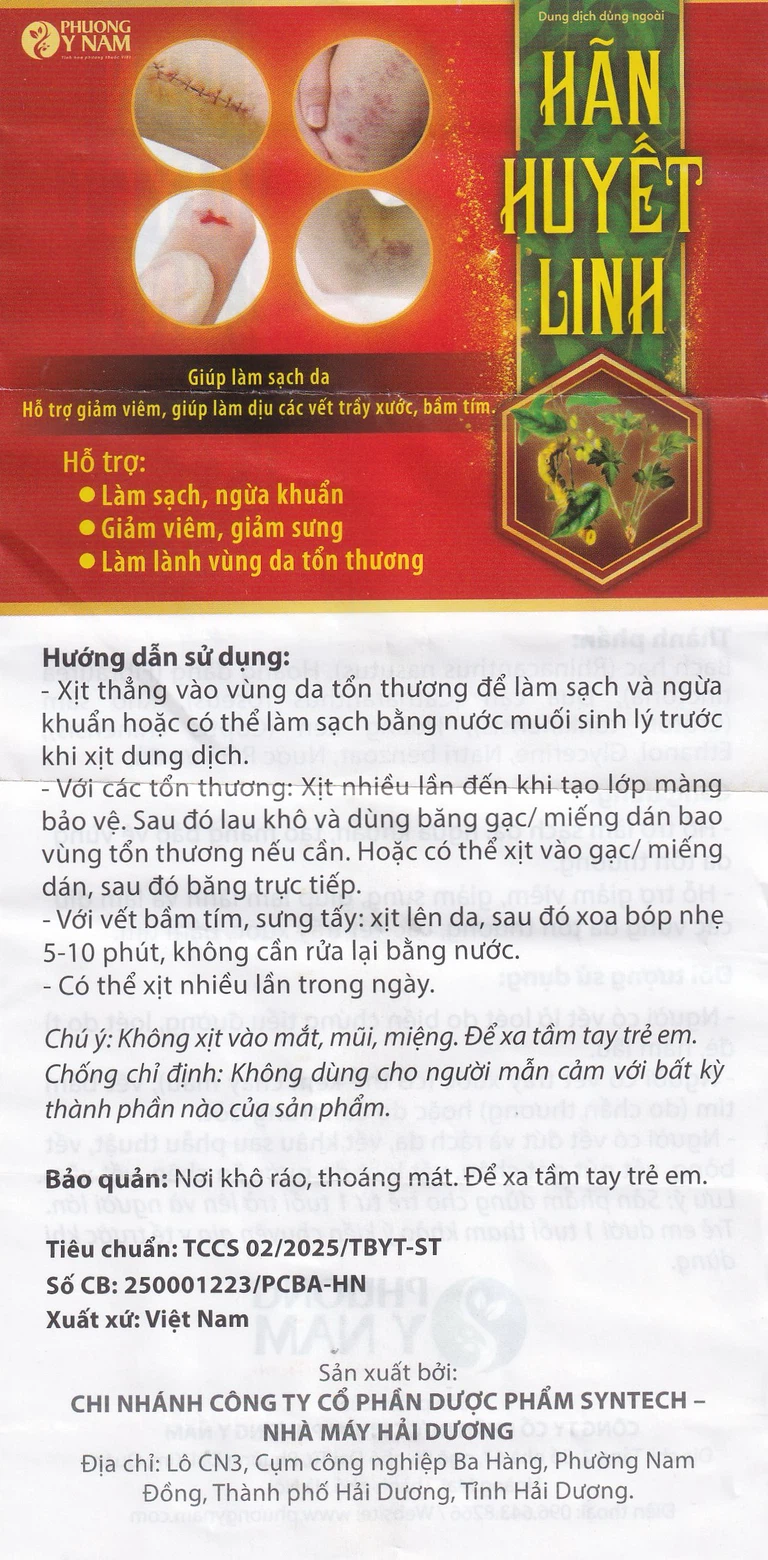 Dung dịch dùng ngoài Hãn Huyết Linh làm sạch da, kháng khuẩn và sát trùng nhẹ (15ml) 