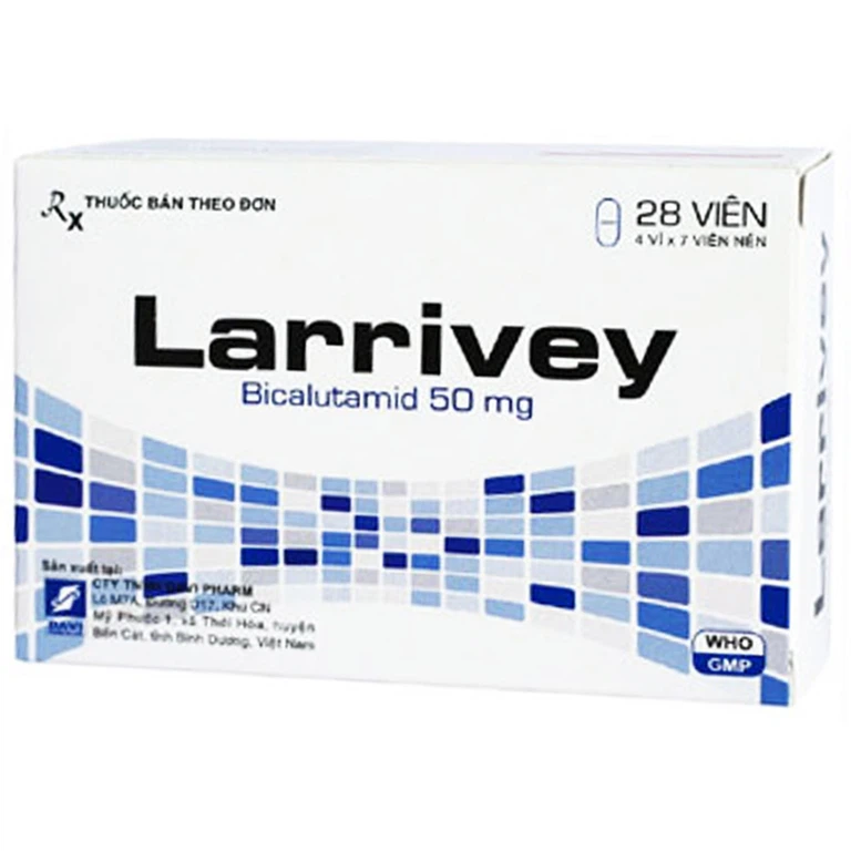 Thuốc Larrivey 50mg Davipharm hỗ trợ điều trị ung thư tiền liệt tuyến (4 vỉ x 7 viên)