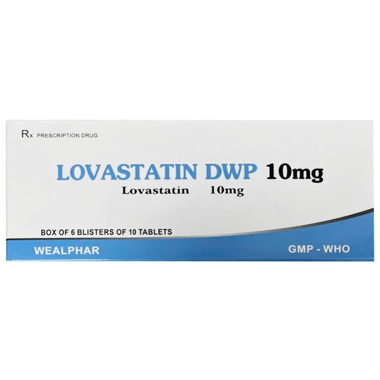 Thuốc Lovastatin Dwp 10mg Wealphar hỗ trợ điều trị tăng cholesterol máu tiên phát (6 vỉ x 10 viên)