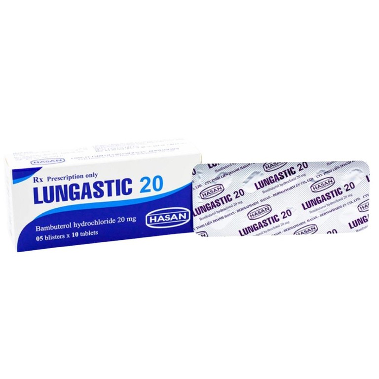 Thuốc Lungastic 20 Hasan điều trị bệnh hen suyễn, co thắt phế quản (5 vỉ x 10 viên)