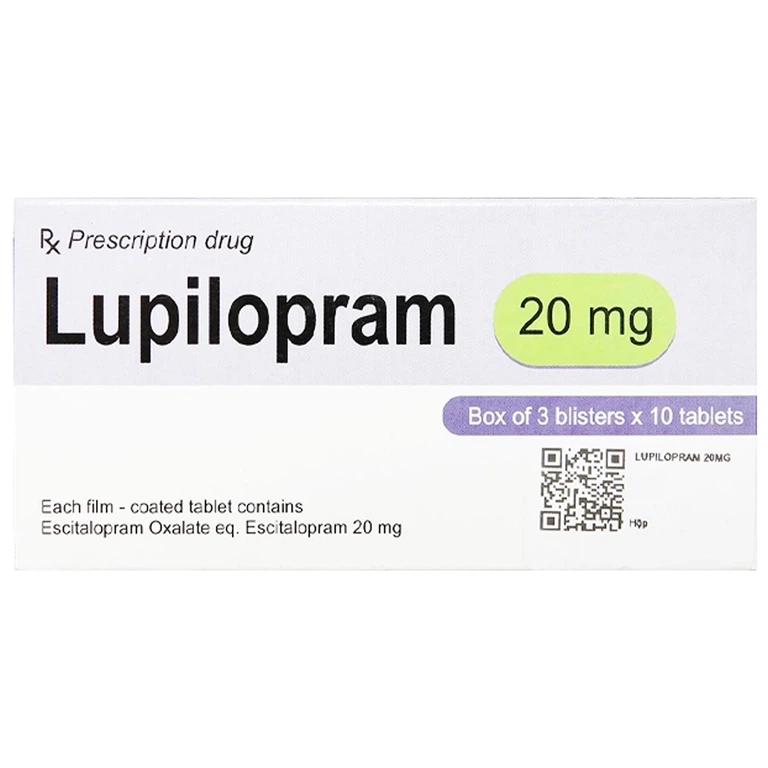 Thuốc Lupilopram 20mg Jubilant điều trị các chứng trầm cảm (3 vỉ x 10 viên)