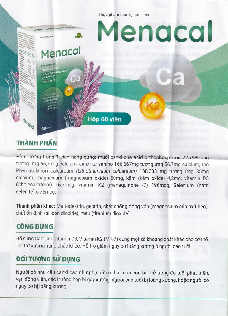 Viên uống Menacal Hòa Bình Hộp 60 viên
