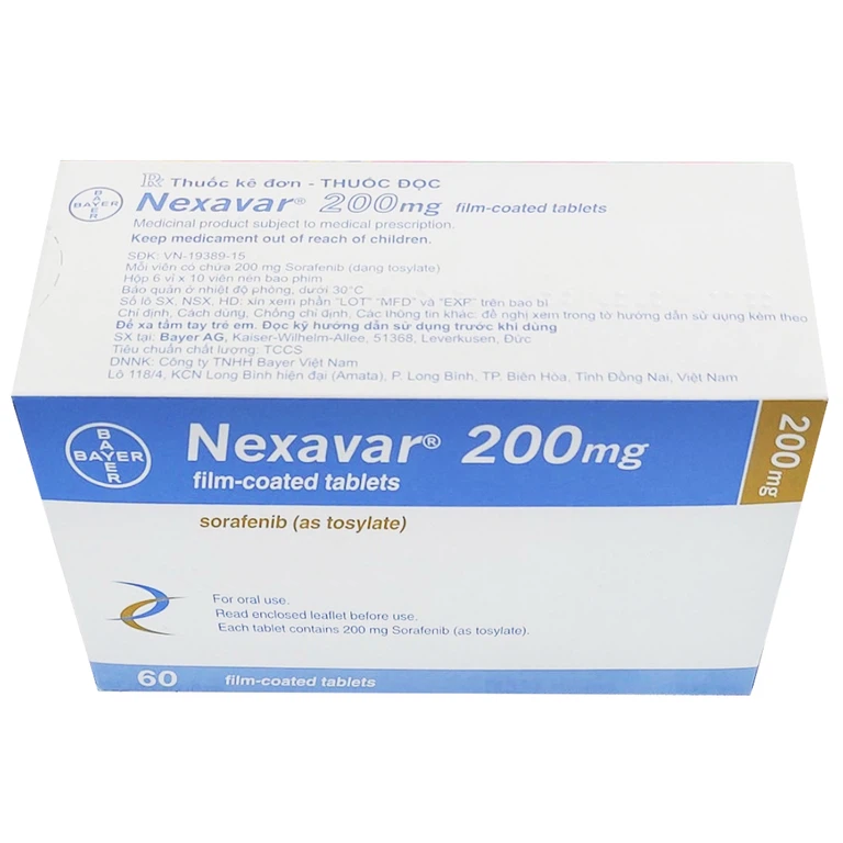 Thuốc Nexavar 200mg Bayer điều trị cho bệnh nhân ung thư gan, thận và ung thư tuyến giáp ( 6 vỉ x 10 viên)