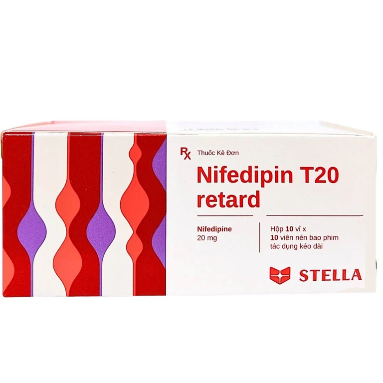 Viên nén Nifedipin Stella 10mg điều trị đau thắt ngực (10 vỉ x 10 viên)