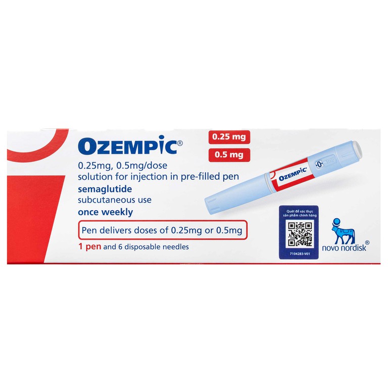 Bút tiêm Ozempic 0.25mg-0.5mg Novo Nordisk điều trị đái tháo đường típ 2 chưa được kiểm soát ở người trưởng thành (1.5ml)