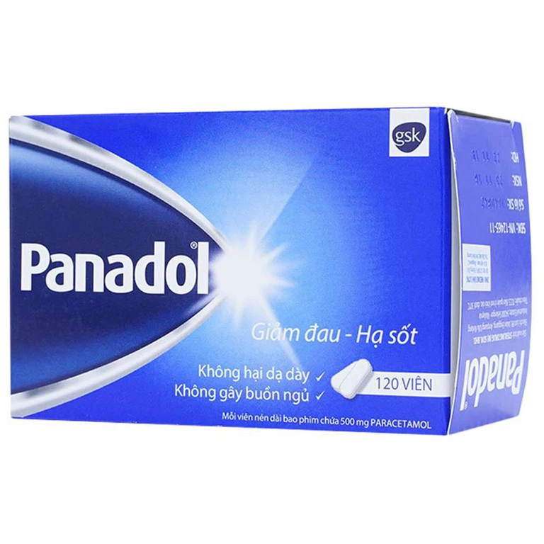 Viên nén Panadol 500mg GSK giảm đau, hạ sốt, điều trị đau đầu, đau cơ (10 vỉ x 12 viên)