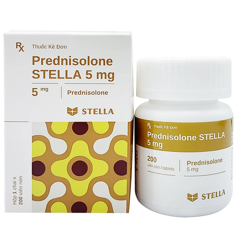 Thuốc Prednisolone Stella 5mg kháng viêm, điều trị viêm khớp dạng thấp, lupus ban đỏ (200 viên)