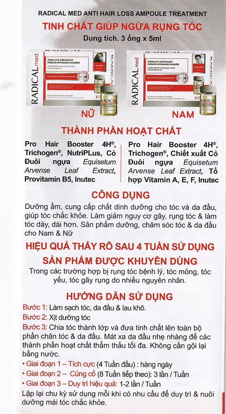 Tinh chất Radical Med Anti-Hair Loss làm sạch tóc và da đầu (3 ống x 5ml)