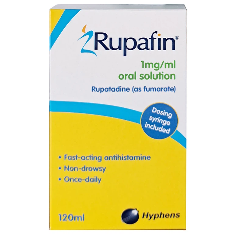 Dung dịch uống Rupafin 1mg/ml Hyphens điều trị các triệu chứng của bệnh viêm mũi dị ứng (120ml)