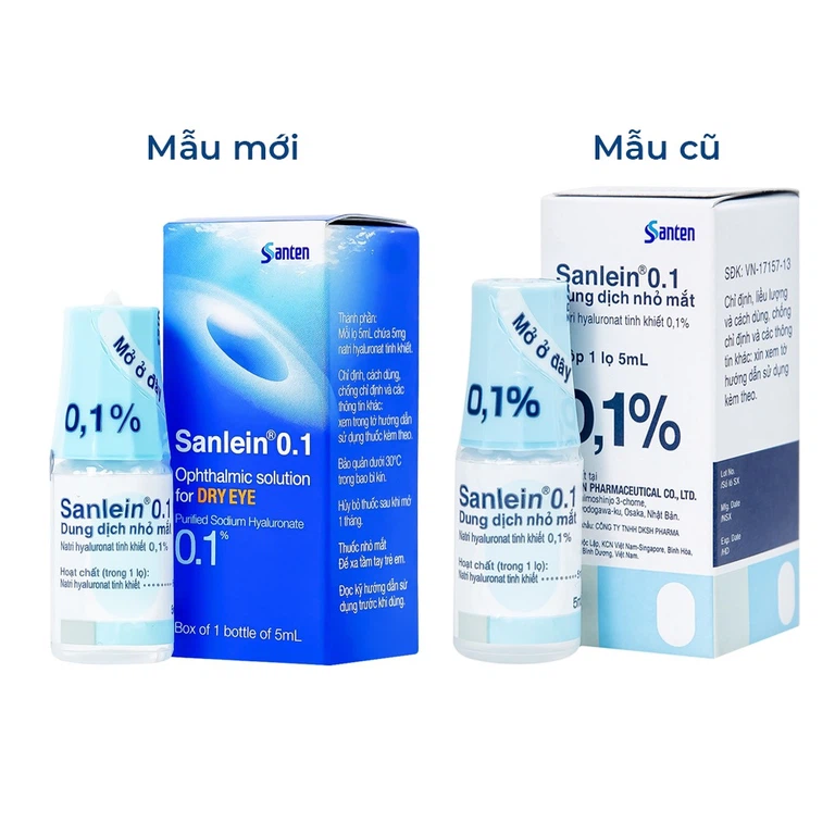 Thuốc nhỏ mắt Sanlein 0.1% Santen hỗ trợ điều trị rối loạn biểu mô kết giác mạc (5ml)