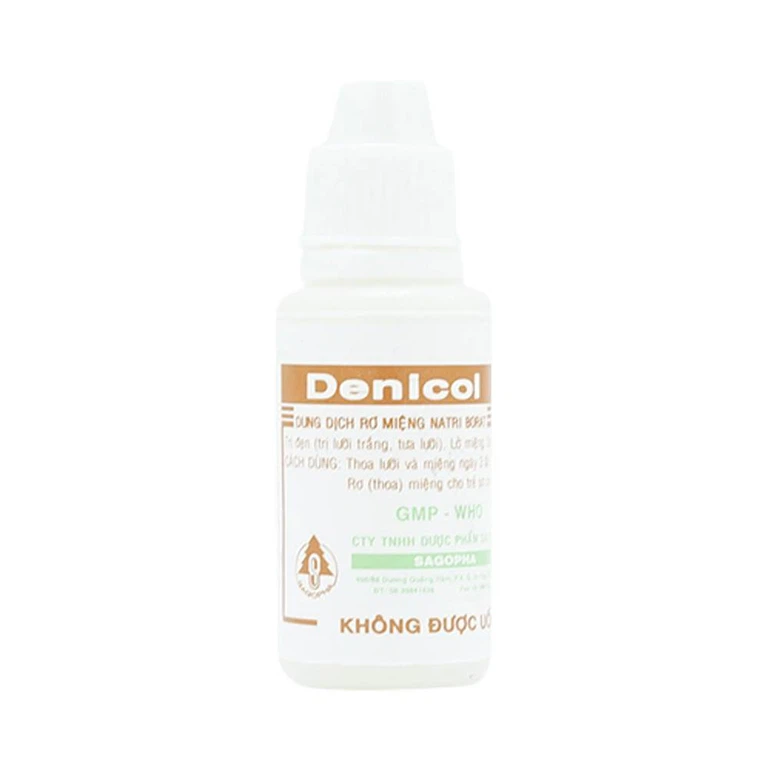 Dung dịch rơ miệng Denicol 20% Sagopha điều trị tưa lưỡi, lở miệng, sưng lợi (15ml)