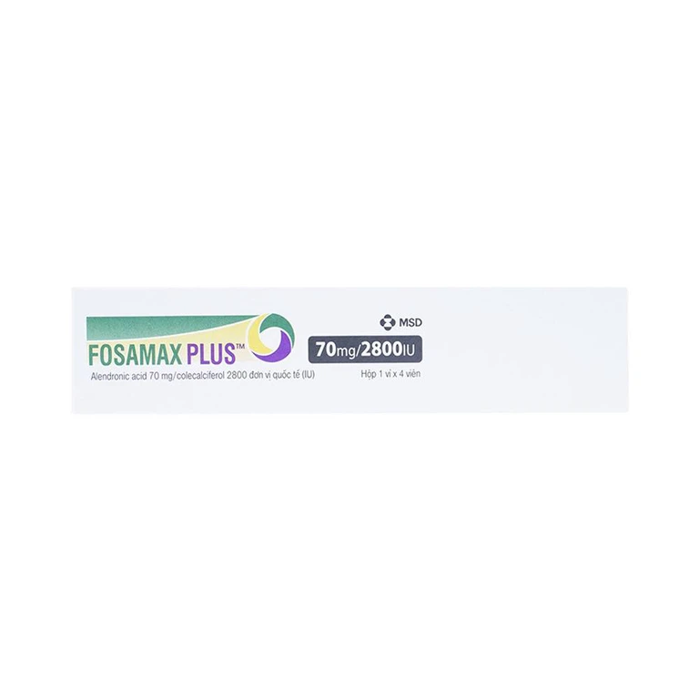 Thuốc Fosamax Plus 70mg/2800IU MSD điều trị loãng xương (1 vỉ x 4 viên)