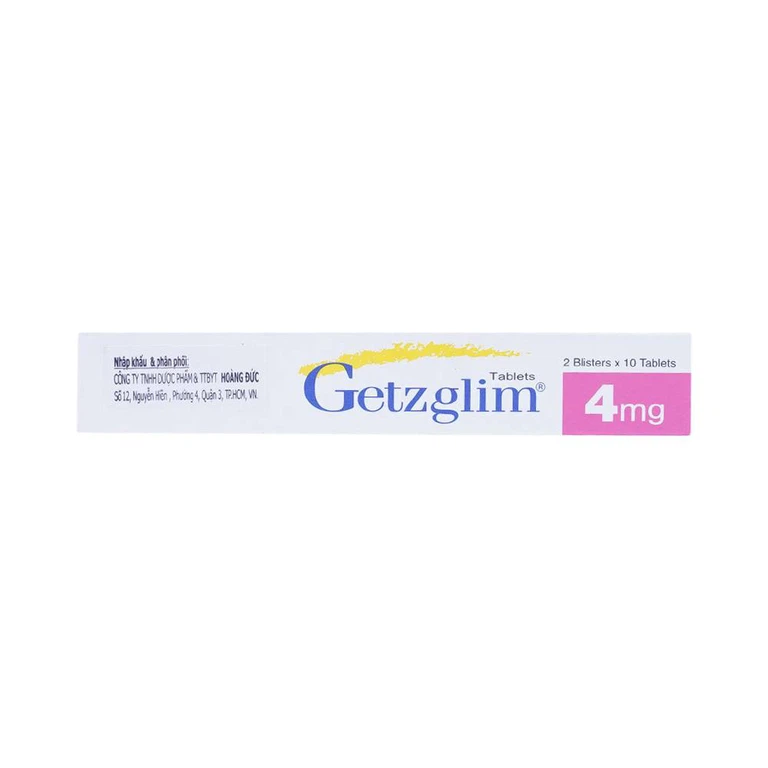 Thuốc Getzglim 4mg Getz hỗ trợ điều trị đái tháo đường tuýp 2 (2 vỉ x 10 viên)