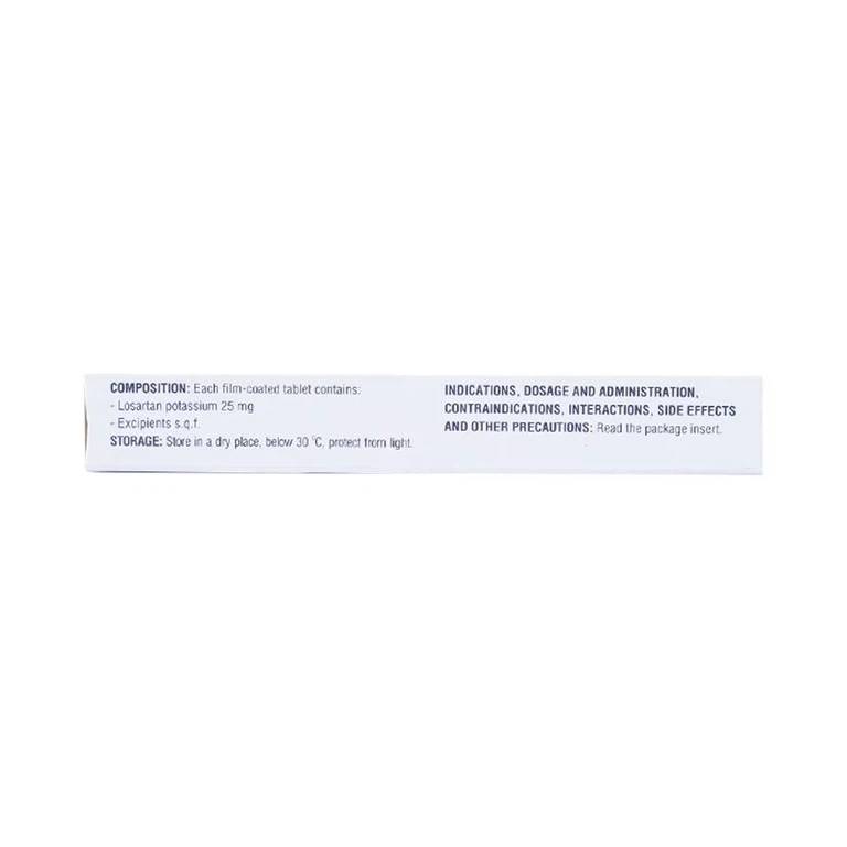 Viên nén Losartan 25mg Domesco điều trị tăng huyết áp, giảm bệnh tim mạch (1 vỉ x 10 viên)