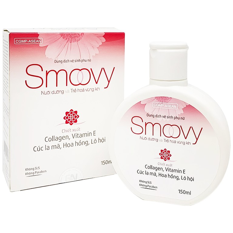 Dung dịch vệ sinh phụ nữ Smoovy Gia Nguyễn sạch vùng kín, dưỡng da vùng kín sáng hồng se khít (150ml)