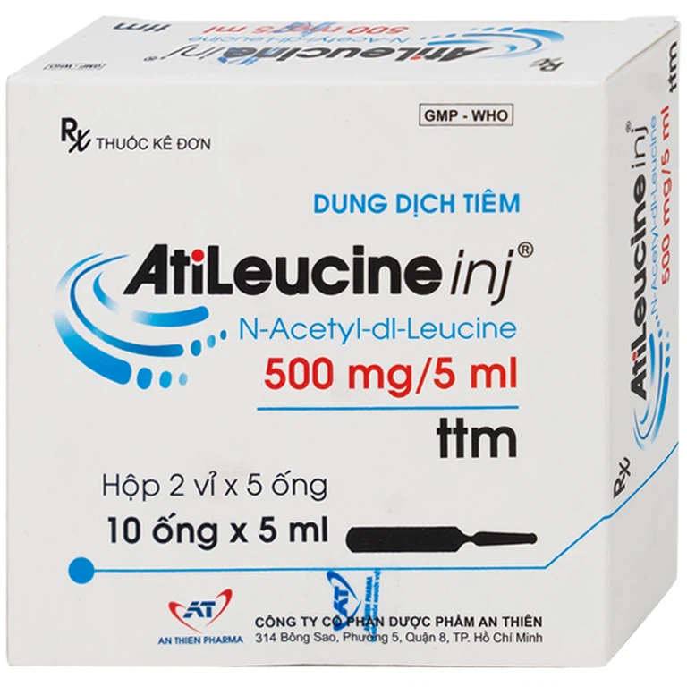 Dung dịch tiêm AtiLeucine inj 500mg/5ml An Thiên điều trị triệu chứng cơn chóng mặt (2 vỉ x 5 ống)