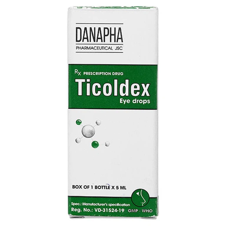 Thuốc nhỏ mắt Ticoldex Danapha điều trị viêm giác mạc, viêm kết mạc (5ml)