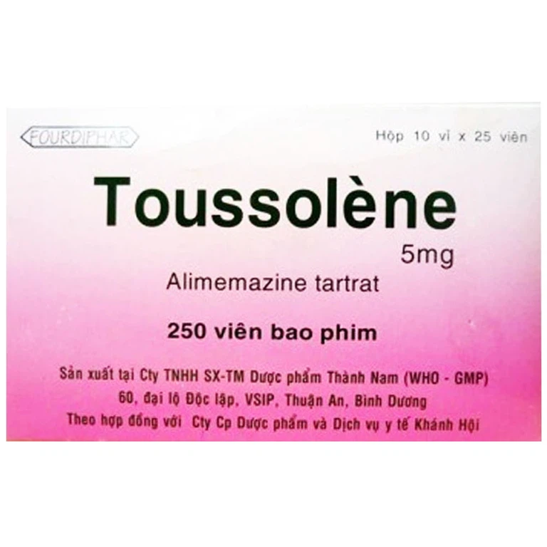 Thuốc Toussolène 5mg Khahopharma điều trị mày đay và ngứa (10 vỉ x 25 viên)