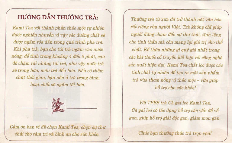 Trà Thảo Dược Cà Gai Leo Kami Tea (20 túi lọc x 2g)