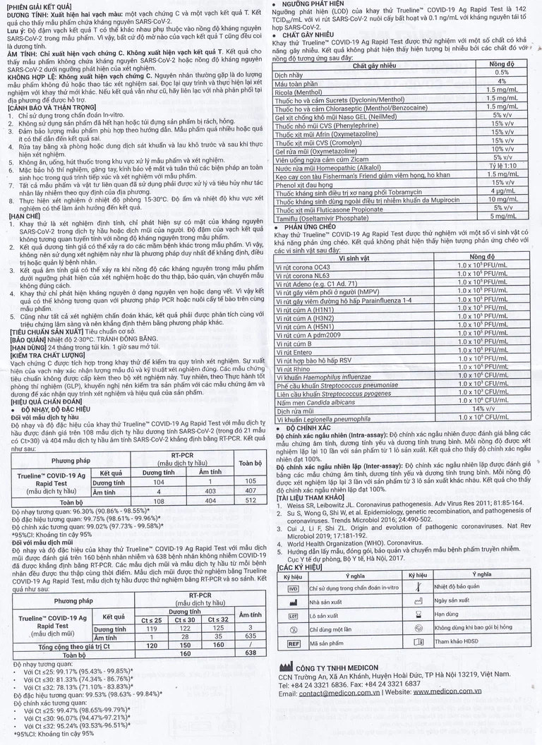 Kít test covid Trueline khay thử xét nghiệm kháng nguyên SAR CoV-2 (25 kít)