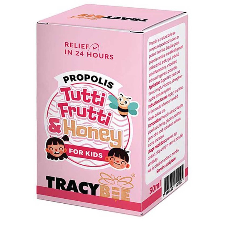Combo Keo Ong Propolis Tutti Frutti Honey For Kids 30ml Tracybee giảm đau, viêm họng, ho do nhiễm khuẩn