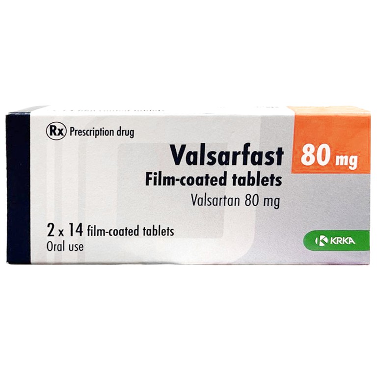 Thuốc Valsarfast 80mg Krka điều trị cao huyết áp, nhồi máu cơ tim mới phát, suy tim (2 vỉ x 14 viên)