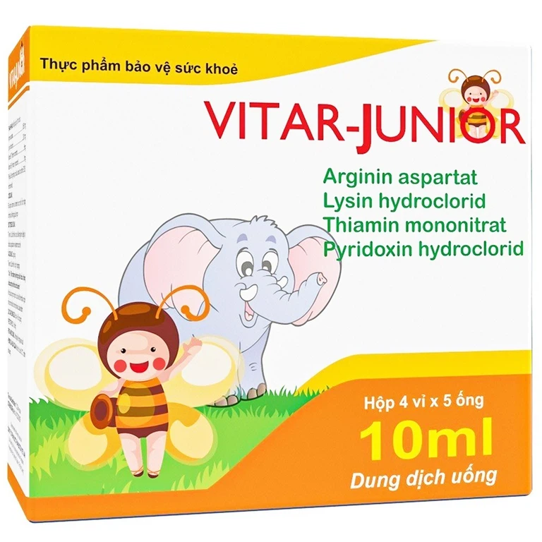 Dung dịch uống Vitar-Junior Boston bổ sung Acid Amin và Vitamin cho cơ thể (4 vỉ x 5 ống x 10 ml)