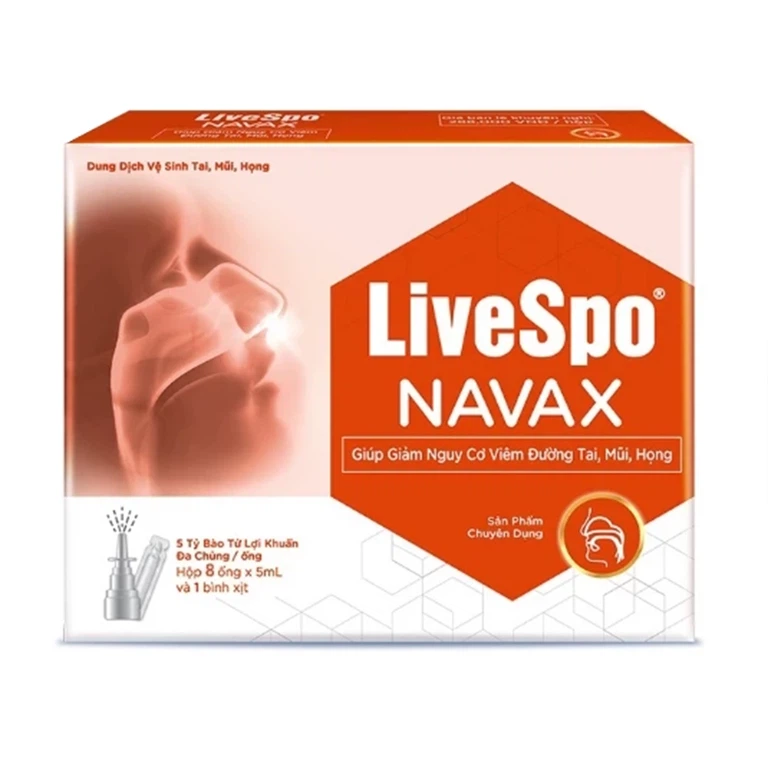 Dung dịch vệ sinh tai, mũi, họng Livespo Navax giúp giảm viêm đường tai, mũi, họng (8 ống và 1 bình xịt)