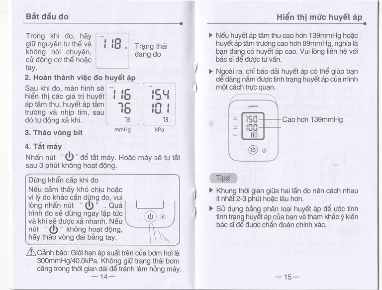 Máy đo huyết áp điện tử bắp tay Yuwell YE610D bộ nhớ lưu trữ đến 80 lần, cho kết quả trung bình 3 lần đo