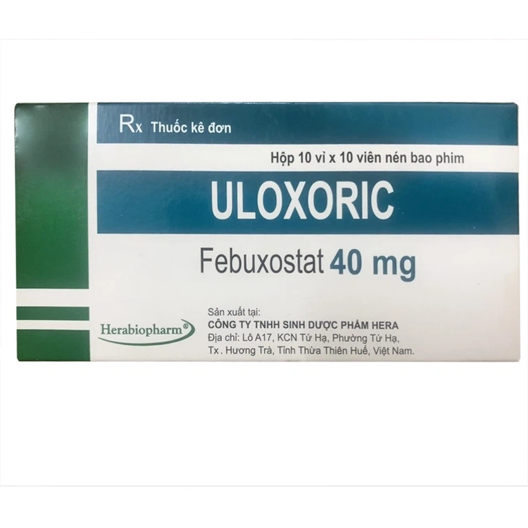 Thuốc Uloxoric 40mg Herabiopharm điều trị tăng acid uric máu mạn tính (10 vỉ x 10 viên)
