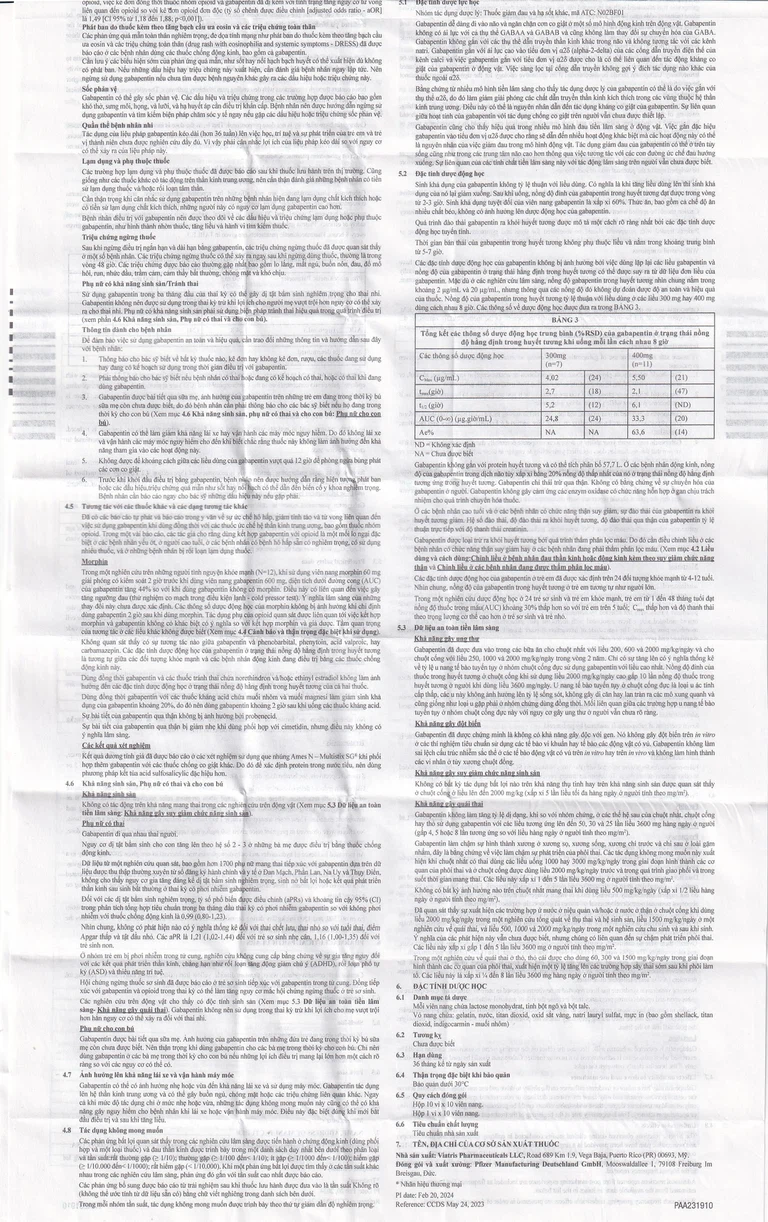 Thuốc Neurontin 300mg VIATRIS điều trị bệnh động kinh và đau dây thần kinh (1 vỉ x 10 viên)