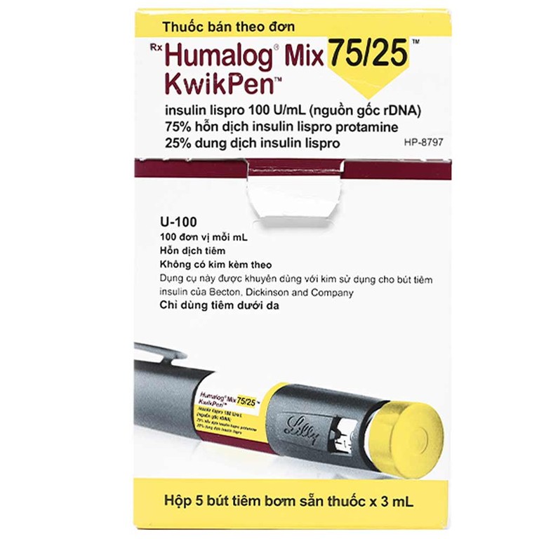 Bút tiêm Humalog Mix 75/25 KwixPen điều trị đái tháo đường (5 cây x 3ml)