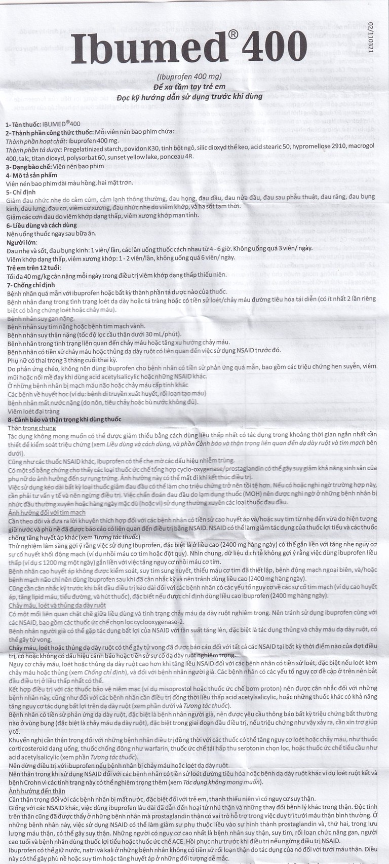 Thuốc Ibumed 400 Glomed giảm đau do cảm cúm, cảm lạnh, viêm khớp dạng thấp (10 vỉ x 10 viên)