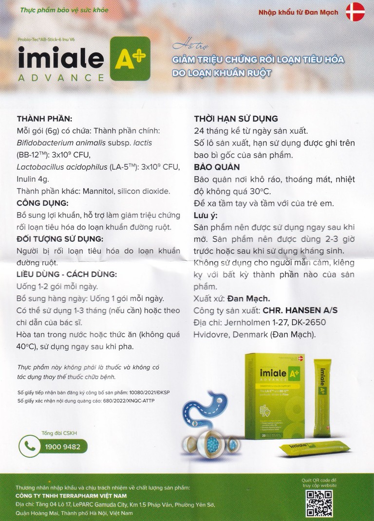 Men vi sinh Imiale A+ Advance hỗ trợ làm giảm triệu chứng rối loạn tiêu hóa (10 gói x 6g) 