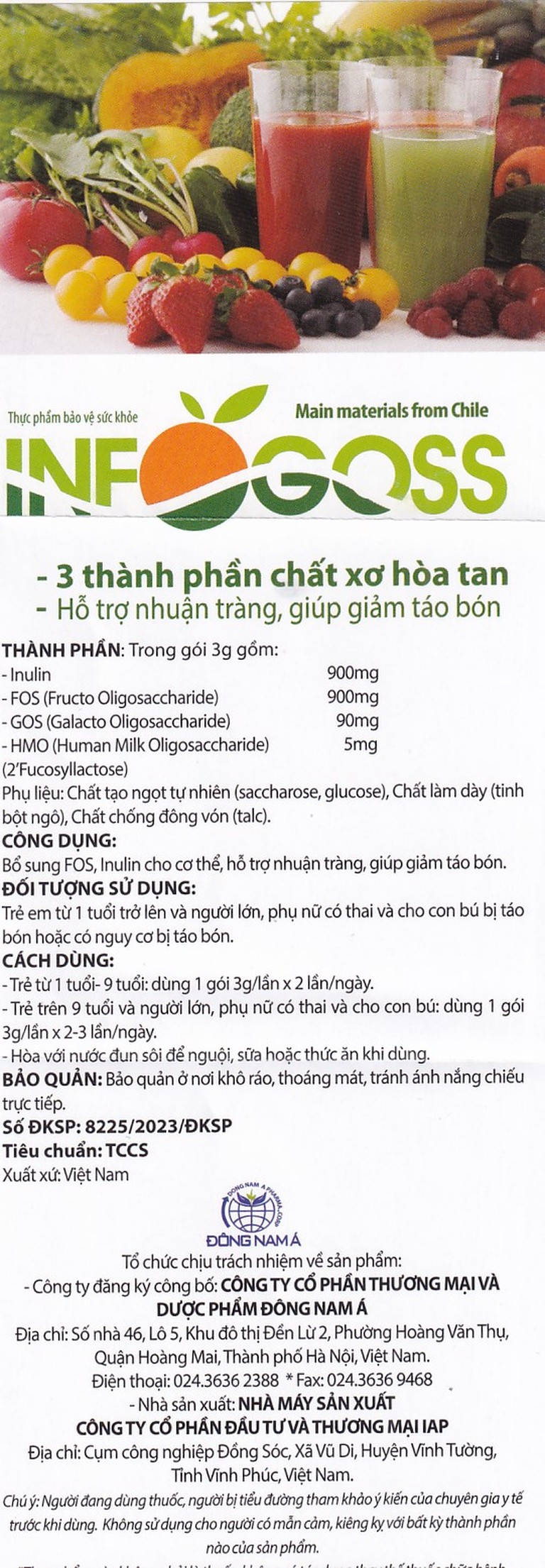 Bột hòa tan Infogoss 3g IAP chứa chất xơ hỗ trợ chống táo bón (30 gói)