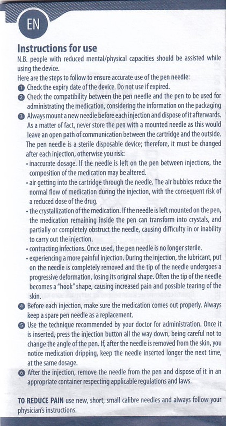 Đầu kim tiểu đường PIC Insupen Original dùng để gắn vào đầu bút tiêm Insulin (100 Cái)