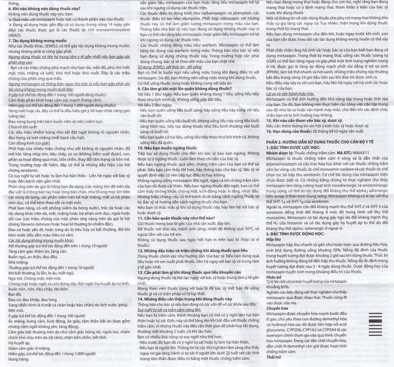 Viên nén Jewell 30mg Davipharm điều trị các đợt trầm cảm nặng (4 vỉ x 7 viên)