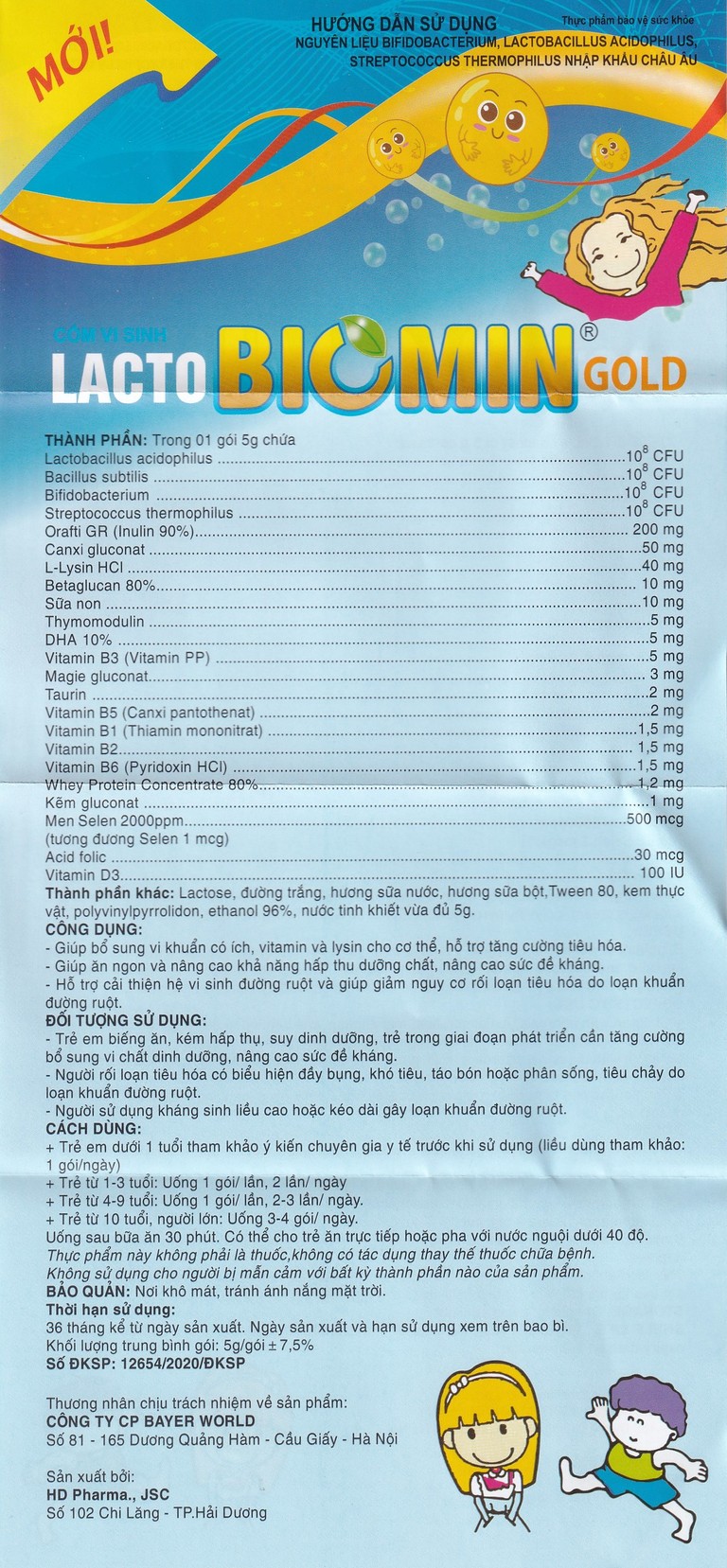 Cốm Lacto Biomin Gold hỗ trợ cải thiện hệ vi khuẩn đường ruột (20 gói)