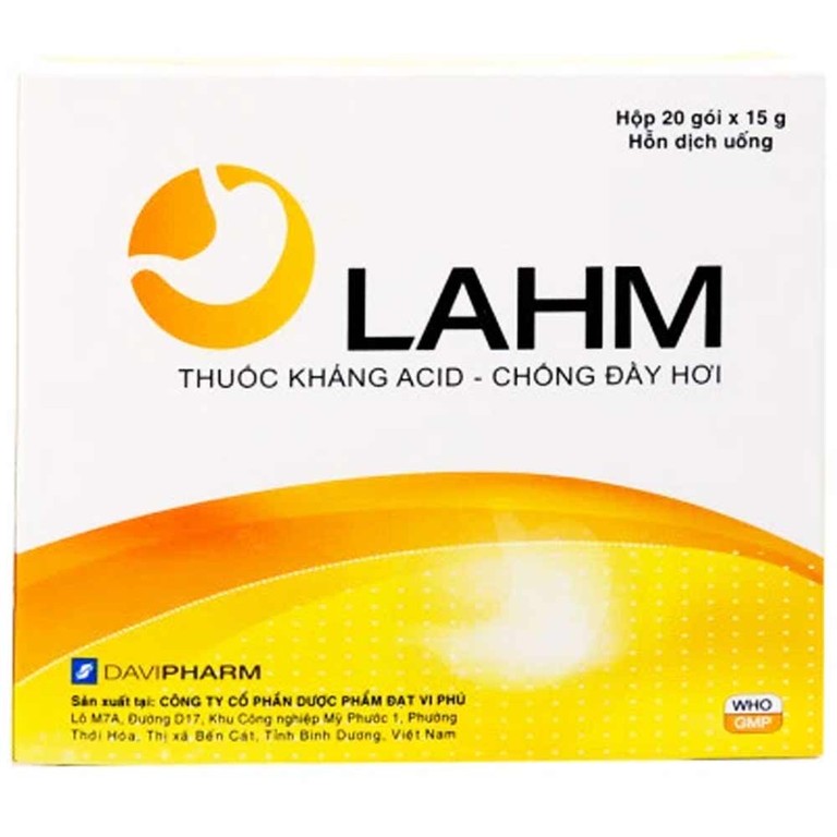 Hỗn dịch uống LAHM DaviPharm kháng acid, chống đầy hơi, ợ nóng, viêm thực quản, viêm dạ dày (20 gói x 15g)