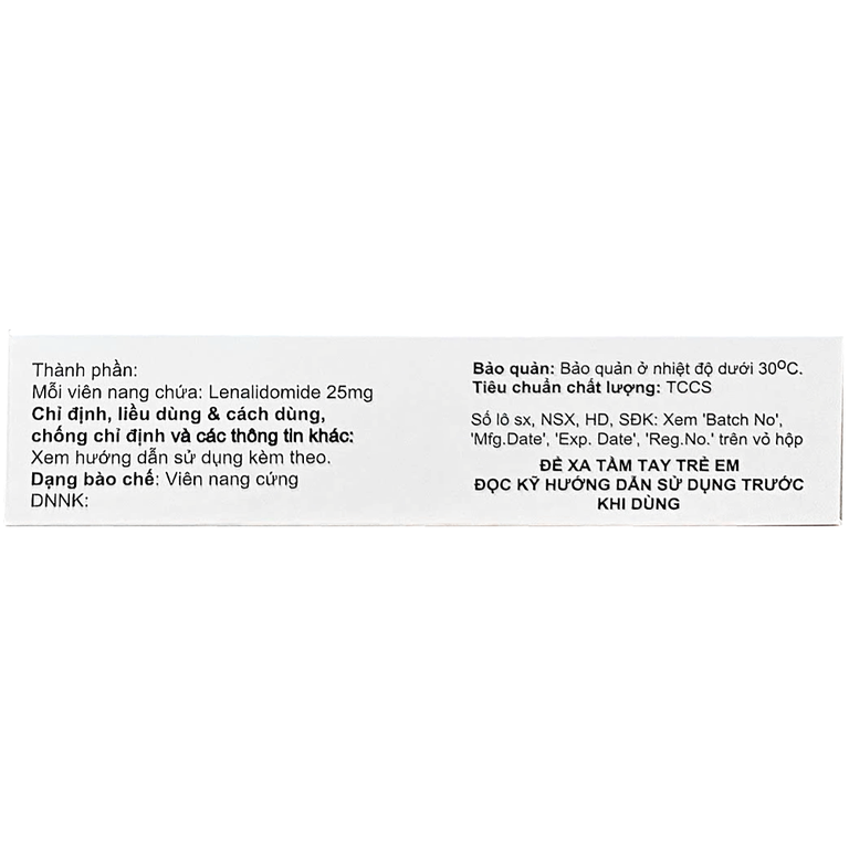 Thuốc Lenalidomide Capsules 25mg Hetero điều trị ung thư (3 vỉ x 10 viên)